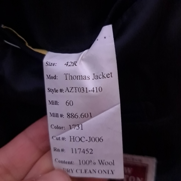 ANDREW CARRINGTON Dark Blue 2 Button Men's Jacket Sz 42R 100% Wool Made In Italy - Picture 8 of 16